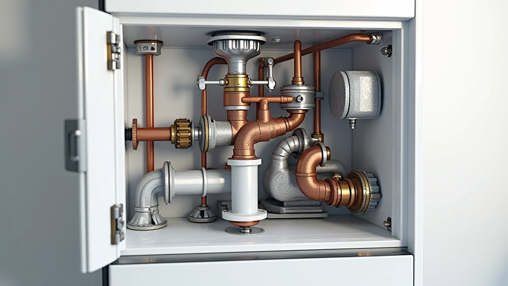 Gros plan sur les composants internes d'une chaudière avec filtres et brûleur