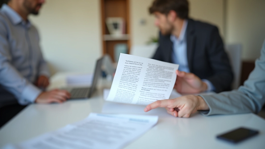 Loupe sur contrat ou document détaillé, lecture attentive de conditions, bureau professionnel, fond clair
