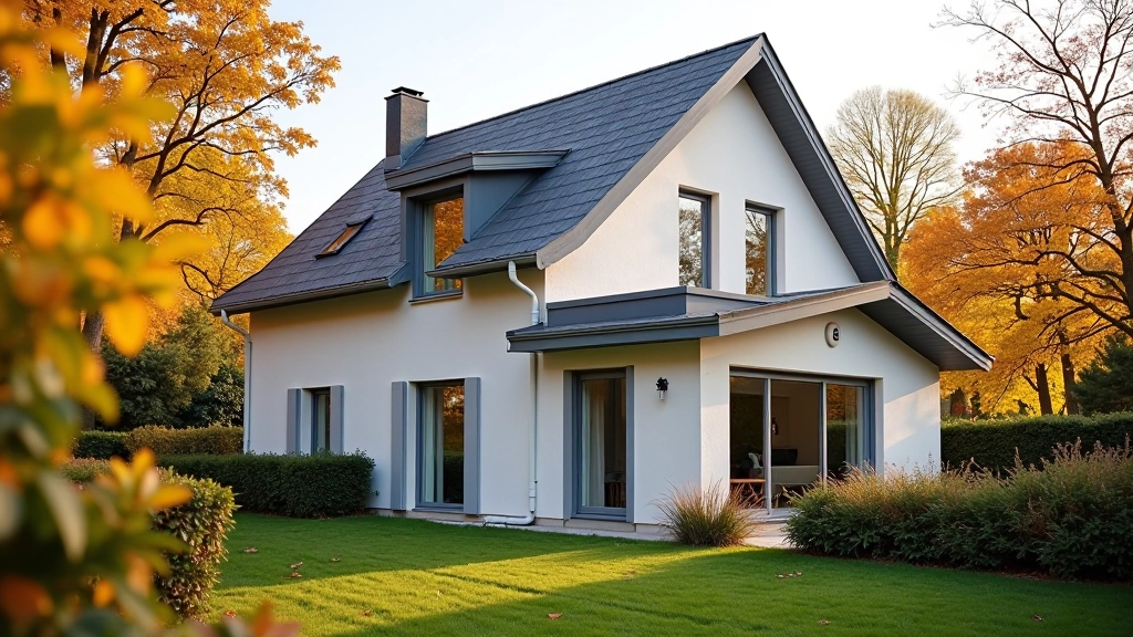 Maison française préparée pour l'hiver avec système de chauffage visible