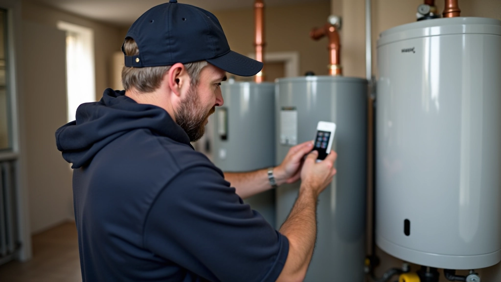 Technicien effectuant l'entretien annuel d'une chaudière, inspection professionnelle, intérieur technique