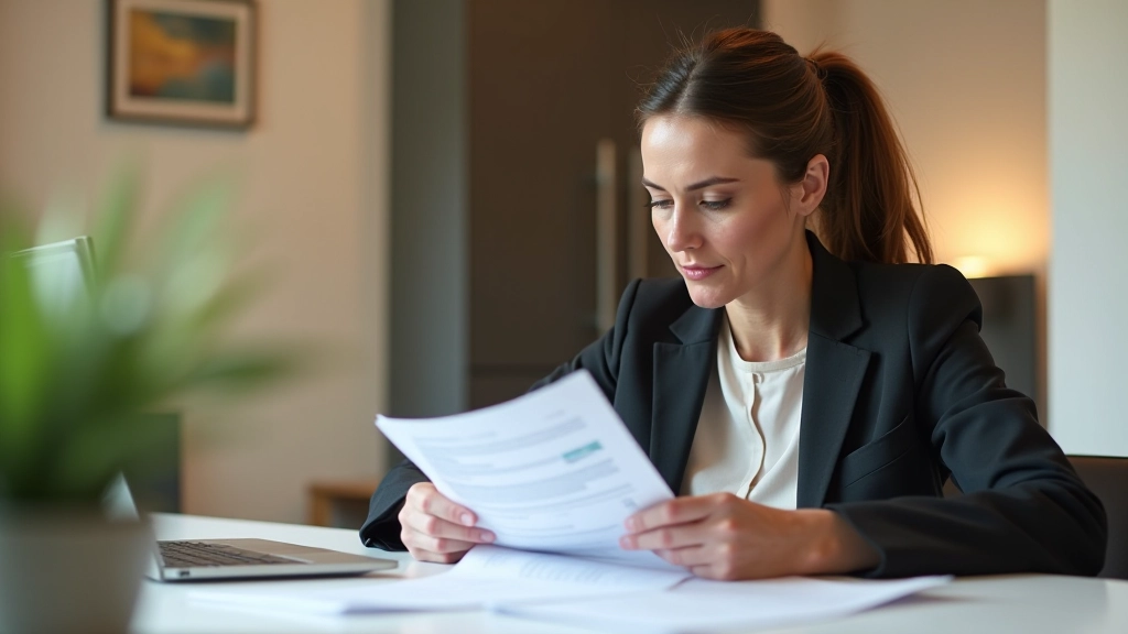 Factures énergétiques empilées sur un bureau avec graphique de consommation, bureau de travail organisé